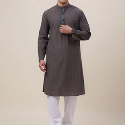 Fabindia Men Grey Cotton Kurta-image-34
