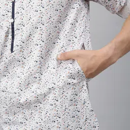 MR BUTTON Men White Printed Kurta image 5