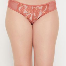 Clovia Orange Self Design Laced Low Rise Hipster Brief-image-14