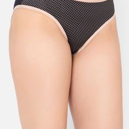 Clovia Black Polka Dot Printed Mid Rise soft Outer Elastic Hipster Briefs image 5