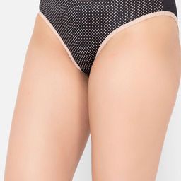 Clovia Black Polka Dot Printed Mid Rise soft Outer Elastic Hipster Briefs image 4