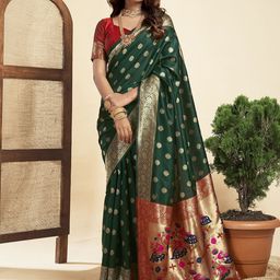 KALINI Ethnic Motifs Zari Pure Silk Paithani Saree-image-17