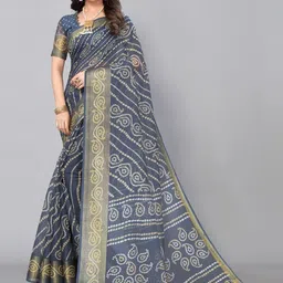 KALINI Bandhani Printed Zari Bandhani Saree-image-32
