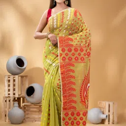 DESH BIDESH Woven Design Pure Cotton Jamdani Saree-image-89