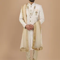 Manyavar Self-Design Art Silk Traditional Sherwani Set-picture-9