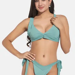 SECRETS BY ZEROKAATA Shoulder Straps Solid Bikini Set-image-84