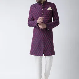 KISAH Self-Design Cotton Sherwani Set-39