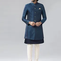 KISAH Self-Design Cotton Sherwani Set-picture-20