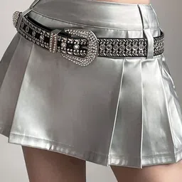 LULU & SKY Wide Pleated Straight Mini Skirt-picture-43