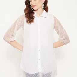 Bitterlime White Shirt Collar Tunic-picture-52