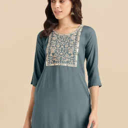 KALINI Floral Yoke Design Straight Kurti-picture-12