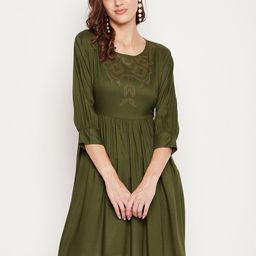 Ruhaans Green & Gold-Toned Embellished Tunic-image-34