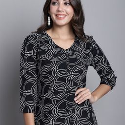 Cantabil V- Neck Geometric Printed Regular Top-19