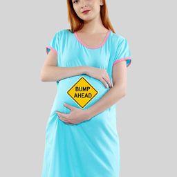 SillyBoom Typography Printed Cotton Maternity T-Shirt Dress-image-81