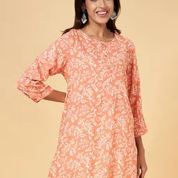 RANGMANCH BY PANTALOONS Floral Printed Round Neck A-Line Kurti-image-59