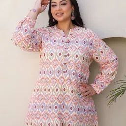Juniper Plus Size Mandarin Collar Geometric Printed Tunic image 2