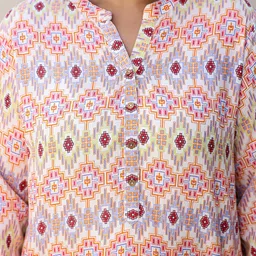 Juniper Plus Size Mandarin Collar Geometric Printed Tunic image 3
