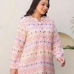 Juniper Plus Size Mandarin Collar Geometric Printed Tunic image 4
