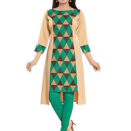 keshubaba Printed Boat Neck A-Line Kurta-image-48