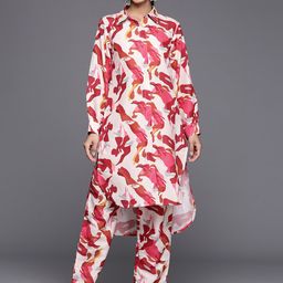 Varanga Abstract Printed Shirt Collar Tunic & Trouser Co-Ords-picture-15