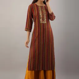 KALINI Women Red Printed Kurta with Palazzos-picture-31