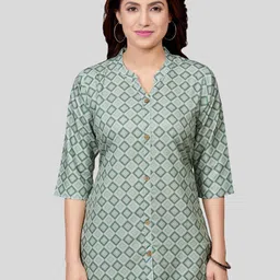 Saree Swarg Geometric Printed Mandarin Collar A-Line Kurti-image-74
