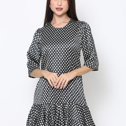 DRIRO Black & White Star Print Drop-Waist Mini Dress-image-0