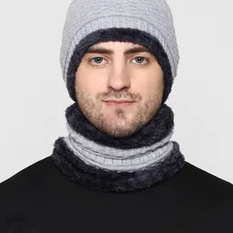 WEAVERS VILLA Men Acrylic Beanie With Neck Warmer-image-65