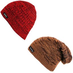 hupshy Men Pack Of 2 Self Design Acrylic Beanie-picture-35