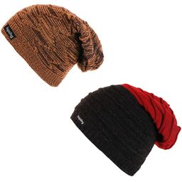 hupshy Men Pack of 2 Self Design Acrylic Beanie-image-28