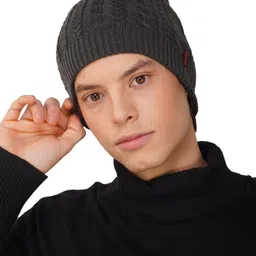 iSWEVEN Unisex Self Design Woollen Beanie-11