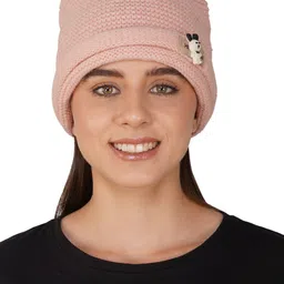 iSWEVEN Unisex Self Design Woollen Beanie-image-6