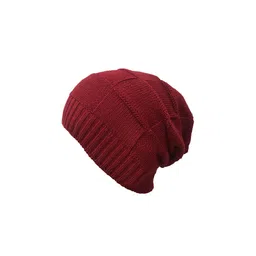 Gajraj Unisex Red Self Design Beanie image 4