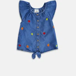 Pantaloons Baby Girls Blue Denim Top-picture-15