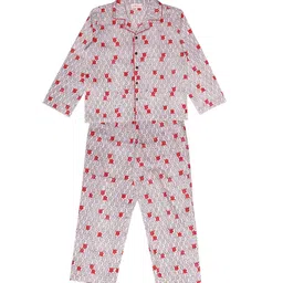 My Little Lambs Unisex Kids Grey & Red Printed Night suit-image-99