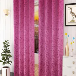 Aura Pink 2 Pieces Room Darkening Long Door Curtain-image-26