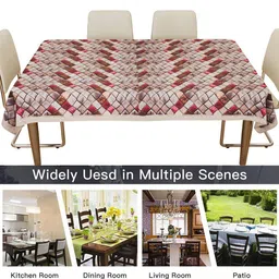 Kuber Industries Brown & Red Digital Check Printed  Rectangular 6-Seater Table Cover image 3