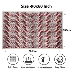 Kuber Industries Brown & Red Digital Check Printed  Rectangular 6-Seater Table Cover image 5
