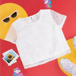 Pantaloons Junior Self Design Embroidered Round Neck Casual Top-11