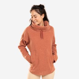 Women's Relaxation Yoga Fleece Sweatshirt - Brown-image-4