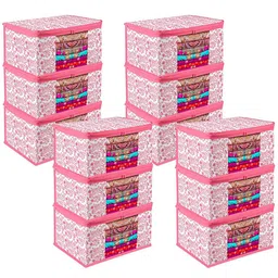 Kuber Industries Pink 12 Pieces Multi-Utility Saree Organisers image 1