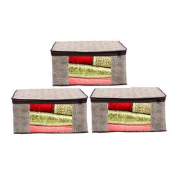 Home Fresh Brown & White 3 Pieces Floral Printed Multi-Utility Organisers-image-81