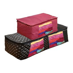 Home Fresh Magenta-Pink & Black 3-Pcs Printed Canvas Multi-Utility Organisers-image-58
