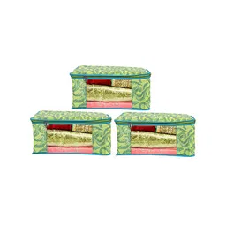 Home Fresh Green 3 Pieces Leaves Printed Multi-Utility Organisers-53