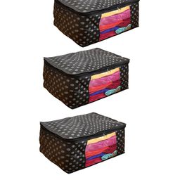 Home Fresh Black & White 3 Pieces Polka Dot Printed Multi-Utility Organisers-image-80
