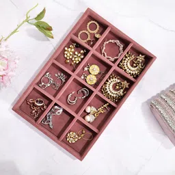 La Trove Pink Wardrobe Luxury 12 Grids Jewellery Organiser-10