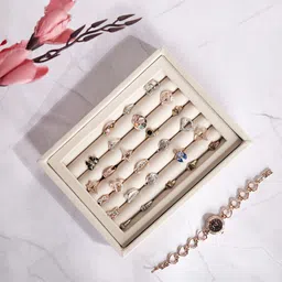 La Trove Cream-Coloured Wardrobe Luxury Rings Jewellery Organiser-48