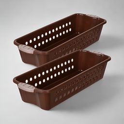 Kuber Industries Brown 2 Pieces Textured Multi-Utility Organisers-78