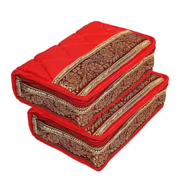 Kuber Industries Red 2 Pieces Cotton Foldable Organisers-16