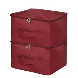 Kuber Industries Maroon 2 Pieces Foldable Non-Woven Multi-Utility Organisers-39